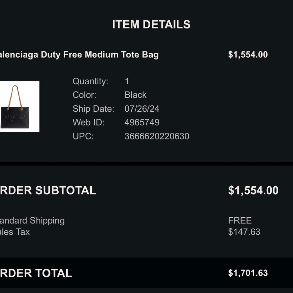 Balenciaga black & gold Duty free medium tote bag - Picture 11 of 11